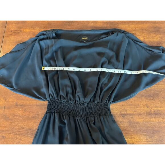 Laundry Dress Sz 6 Black Flowy Maxi Scoop Neck Flutter Sleeve Stretchy Waist NWT - Picture 6 of 7